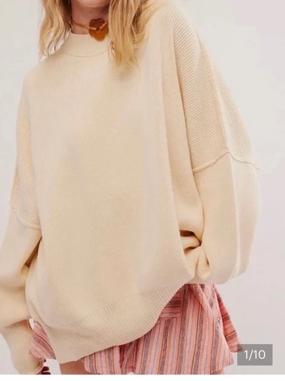 Free People Easy Street Oversized Cream sweater. Size XS